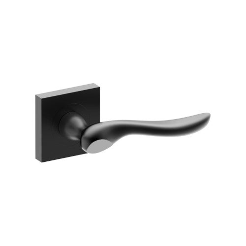 CATALONA Door Handles on Square Rose Concealed Fix Rose (Latch/Lock Sold Seperately) in Black Teflon
