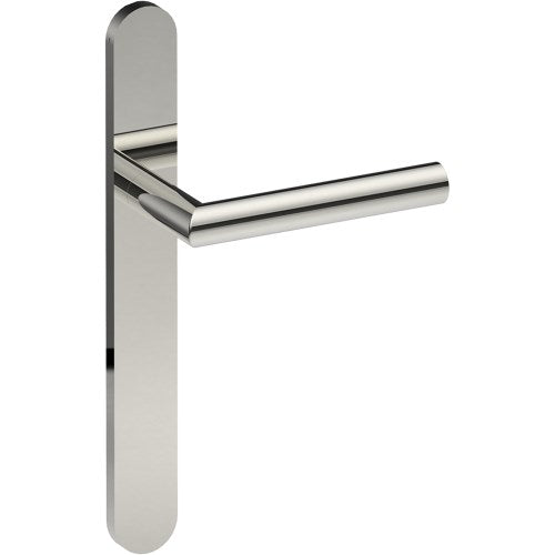 CETINA Door Handle on B01 EXTERNAL European Standard Backplate, Concealed Fixing (Half Set)  in Polished Stainless