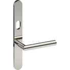 CETINA Door Handle on B01 EXTERNAL Australian Standard Backplate with Cylinder Hole, Concealed Fixing (Half Set) 64mm CTC in Polished Stainless