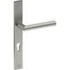 CETINA Door Handle on B02 INTERNAL European Standard Backplate with Cylinder Hole, Visible Fixing (Half Set) 85mm CTC in Satin Stainless