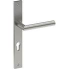 CETINA Door Handle on B02 INTERNAL European Standard Backplate with Cylinder Hole, Visible Fixing (Half Set) 85mm CTC in Satin Stainless
