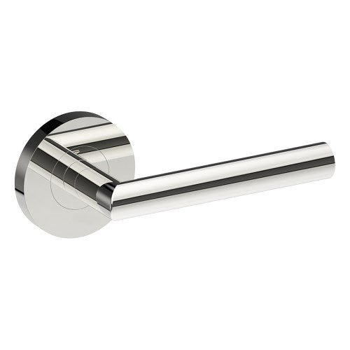 CETINA Door Handles on Ø65mm Rose (Latch/Lock Sold Seperately) in Polished Stainless