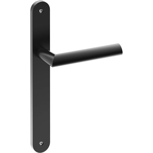 COMO Door Handle on B01 INTERNAL European Standard Backplate, Visible Fixing (Half Set)  in Black Teflon