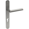 COMO Door Handle on B01 INTERNAL European Standard Backplate with Cylinder Hole, Visible Fixing (Half Set) 85mm CTC in Satin Stainless