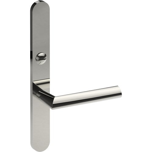 COMO Door Handle on B01 EXTERNAL Australian Standard Backplate with Emergency Release, Concealed Fixing (Half Set) 64mm CTC in Polished Stainless