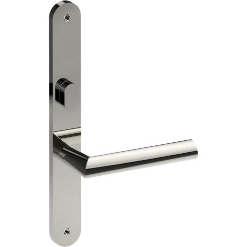COMO Door Handle on B01 INTERNAL Australian Standard Backplate with Privacy Turn, Visible Fixing (Half Set) 64mm CTC in Polished Stainless