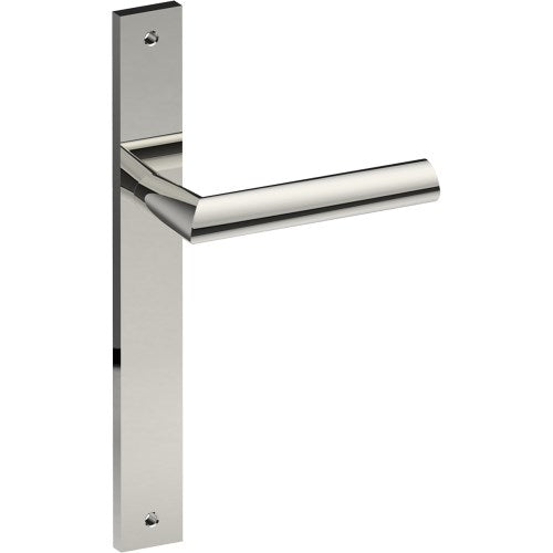 COMO Door Handle on B02 INTERNAL European Standard Backplate, Visible Fixing (Half Set)  in Polished Stainless