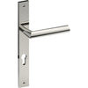 COMO Door Handle on B02 INTERNAL European Standard Backplate with Cylinder Hole, Visible Fixing (Half Set) 85mm CTC in Polished Stainless