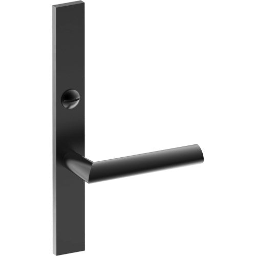 COMO Door Handle on B02 EXTERNAL Australian Standard Backplate with Emergency Release, Concealed Fixing (Half Set) 64mm CTC in Black Teflon