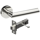 Stylish COMO door handle by Style Finish Doorware mounted on a door, showcasing modern brushed metal finish.