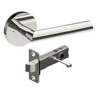 Style Finish Doorware COMO door handle set in polished stainless steel with sleek, modern design for interior doors.