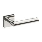 Style Finish Doorware COMO door handle installed on a door, featuring a sleek stainless steel design and modern hardware style.