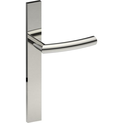CURVE Door Handle on B02 EXTERNAL European Standard Backplate, Concealed Fixing (Half Set)  in Polished Stainless