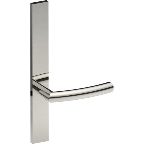 CURVE Door Handle on B02 EXTERNAL Australian Standard Backplate, Concealed Fixing (Half Set)  in Polished Stainless