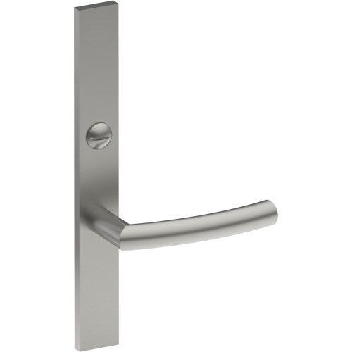 CURVE Door Handle on B02 EXTERNAL Australian Standard Backplate with Emergency Release, Concealed Fixing (Half Set) 64mm CTC in Satin Stainless
