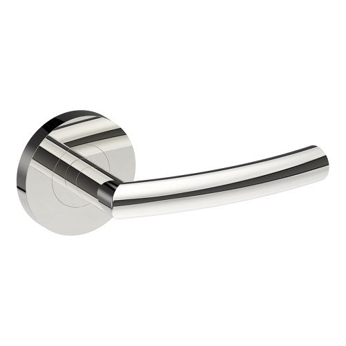 CURVE Door Handles on Ø65mm Rose (Latch/Lock Sold Seperately) in Polished Stainless