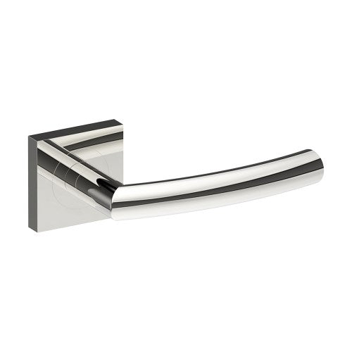 CURVE Door Handles on Square Rose Concealed Fix Rose (Latch/Lock Sold Seperately) in Polished Stainless