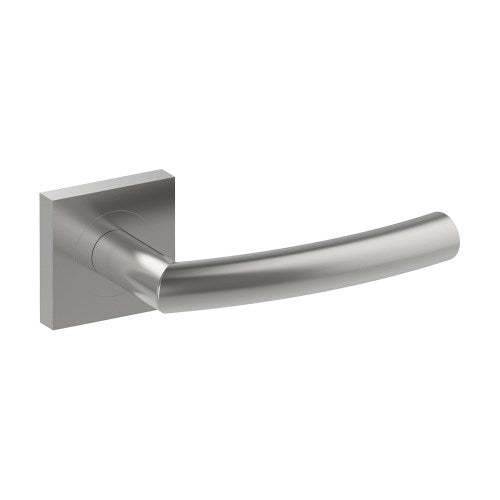 CURVE Door Handles on Square Rose Concealed Fix Rose (Latch/Lock Sold Seperately) in Satin Stainless