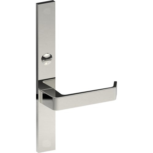 DIJON Door Handle on B02 EXTERNAL Australian Standard Backplate with Emergency Release, Concealed Fixing (Half Set) 64mm CTC in Polished Stainless