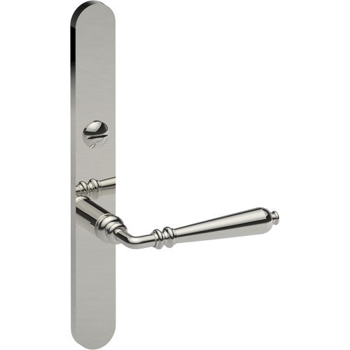 ELEGANTE Door Handle on B01 EXTERNAL Australian Standard Backplate with Emergency Release, Concealed Fixing (Half Set) 64mm CTC in Polished Stainless