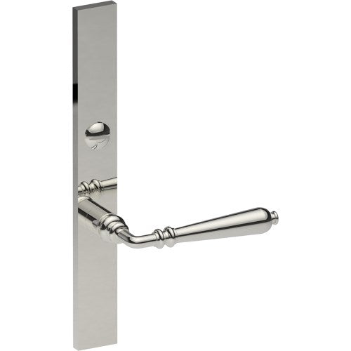 ELEGANTE Door Handle on B02 EXTERNAL Australian Standard Backplate with Emergency Release, Concealed Fixing (Half Set) 64mm CTC in Polished Stainless