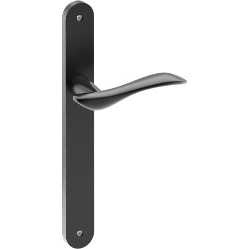 FERRARA Door Handle on B01 INTERNAL European Standard Backplate, Visible Fixing (Half Set)  in Black Teflon