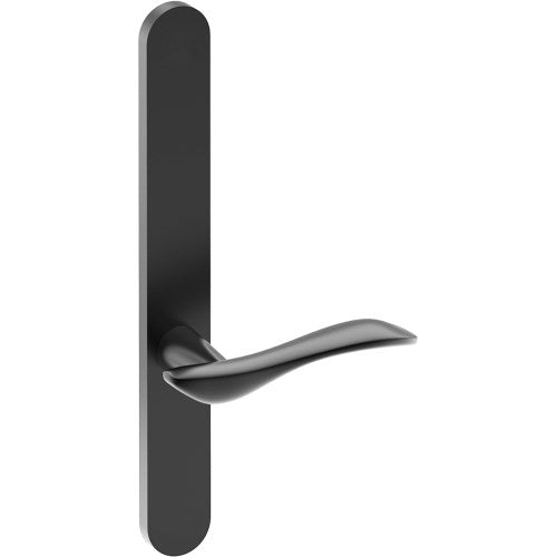 FERRARA Door Handle on B01 EXTERNAL Australian Standard Backplate, Concealed Fixing (Half Set)  in Black Teflon
