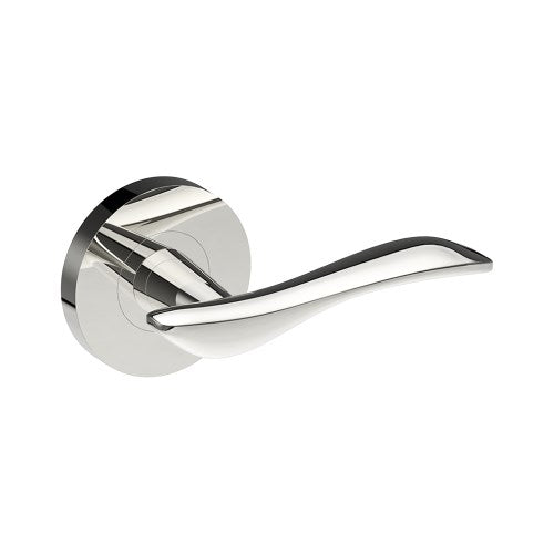 FERRARA Door Handles on Ø65mm Rose (Latch/Lock Sold Seperately) in Polished Stainless