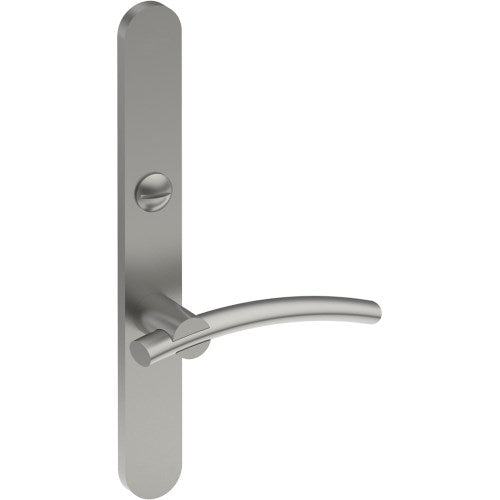 LAGUNA Door Handle on B01 EXTERNAL Australian Standard Backplate with Emergency Release, Concealed Fixing (Half Set) 64mm CTC in Satin Stainless