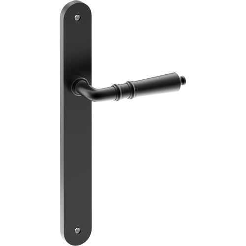 LATINA Door Handle on B01 INTERNAL European Standard Backplate, Visible Fixing (Half Set)  in Black Teflon