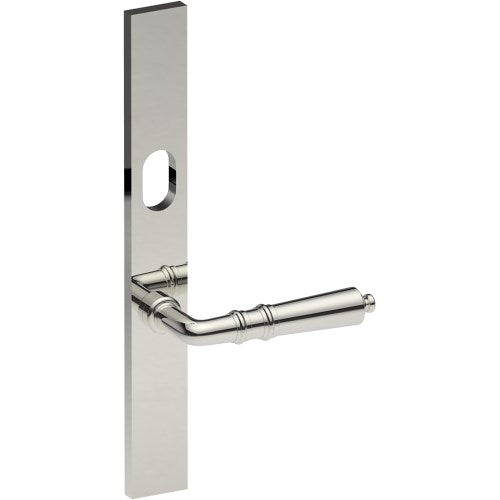 LATINA Door Handle on B02 EXTERNAL Australian Standard Backplate with Cylinder Hole, Concealed Fixing (Half Set) 64mm CTC in Polished Stainless