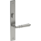 LATINA Door Handle on B02 INTERNAL Australian Standard Backplate with Privacy Turn, Visible Fixing (Half Set) 64mm CTC in Satin Stainless