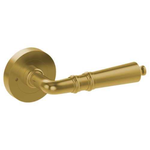 LATINA Door Handles on Ø52mm Integrated Privacy Rose (Latch Sold Seperately) in Satin Brass PVD
