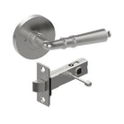 Latina door handle by Style Finish Doorware, sleek stainless steel design for interior doors, shown on the left side.
