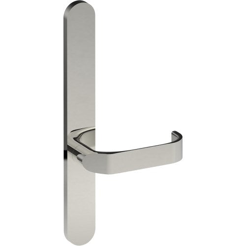MOSS Door Handle on B01 EXTERNAL Australian Standard Backplate, Concealed Fixing (Half Set)  in Polished Stainless