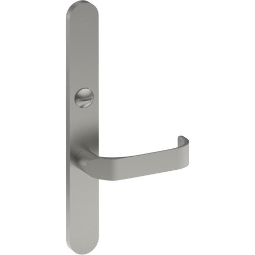 MOSS Door Handle on B01 EXTERNAL Australian Standard Backplate with Emergency Release, Concealed Fixing (Half Set) 64mm CTC in Satin Stainless