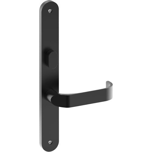 MOSS Door Handle on B01 INTERNAL Australian Standard Backplate with Privacy Turn, Visible Fixing (Half Set) 64mm CTC in Black Teflon