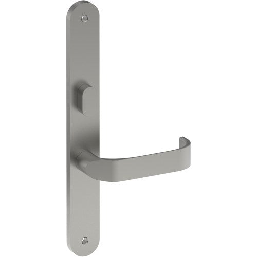 MOSS Door Handle on B01 INTERNAL Australian Standard Backplate with Privacy Turn, Visible Fixing (Half Set) 64mm CTC in Satin Stainless