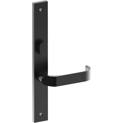 MOSS Door Handle on B02 INTERNAL Australian Standard Backplate with Privacy Turn, Visible Fixing (Half Set) 64mm CTC in Black Teflon