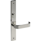 MOSS Door Handle on B02 INTERNAL Australian Standard Backplate with Privacy Turn, Visible Fixing (Half Set) 64mm CTC in Polished Stainless