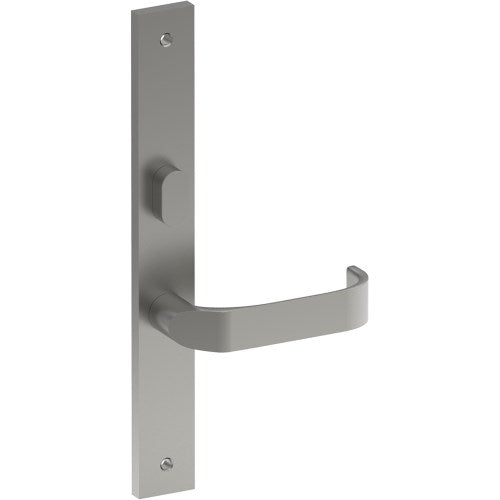 MOSS Door Handle on B02 INTERNAL Australian Standard Backplate with Privacy Turn, Visible Fixing (Half Set) 64mm CTC in Satin Stainless