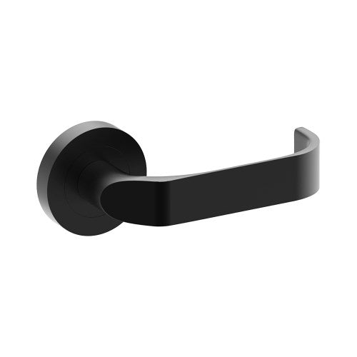 MOSS Door Handles on Ø52mm Rose (Latch/Lock Sold Separately) in Black Teflon