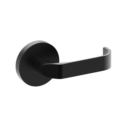 MOSS Door Handles on Ø65mm Rose (Latch/Lock Sold Seperately) in Black Teflon