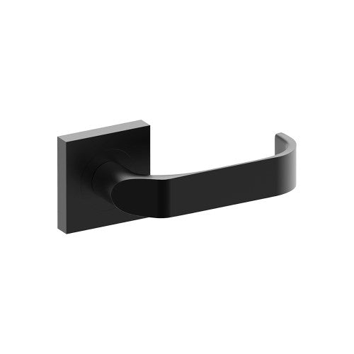 MOSS Door Handles on Square Rose Concealed Fix Rose (Latch/Lock Sold Seperately) in Black Teflon