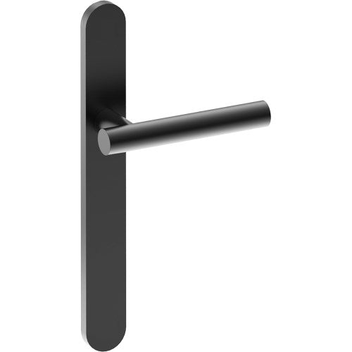 RIENZA Door Handle on B01 EXTERNAL European Standard Backplate, Concealed Fixing (Half Set)  in Black Teflon