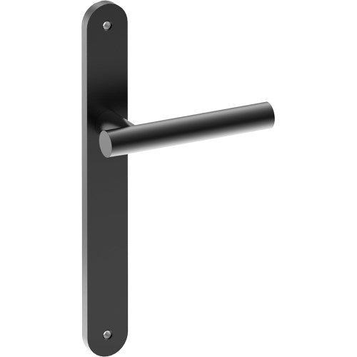 RIENZA Door Handle on B01 INTERNAL European Standard Backplate, Visible Fixing (Half Set)  in Black Teflon