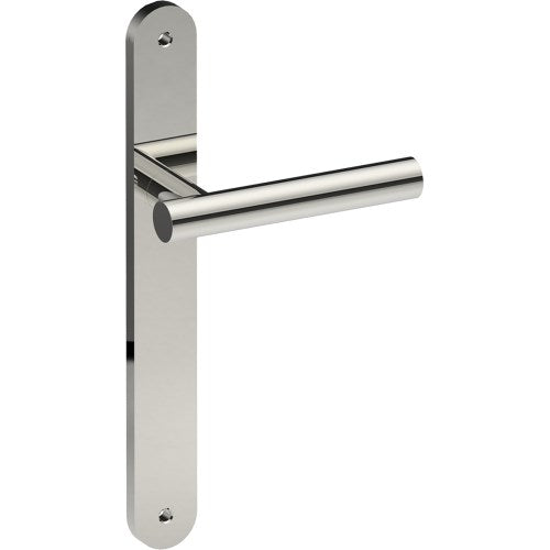 RIENZA Door Handle on B01 INTERNAL European Standard Backplate, Visible Fixing (Half Set)  in Polished Stainless