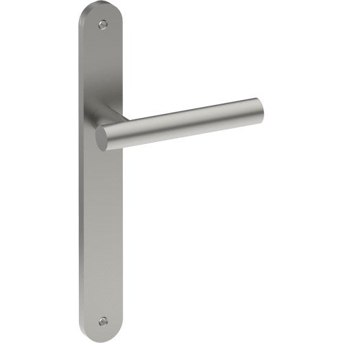 RIENZA Door Handle on B01 INTERNAL European Standard Backplate, Visible Fixing (Half Set)  in Satin Stainless