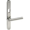 RIENZA Door Handle on B01 INTERNAL Australian Standard Backplate with Cylinder Hole, Visible Fixing (Half Set) 64mm CTC in Polished Stainless
