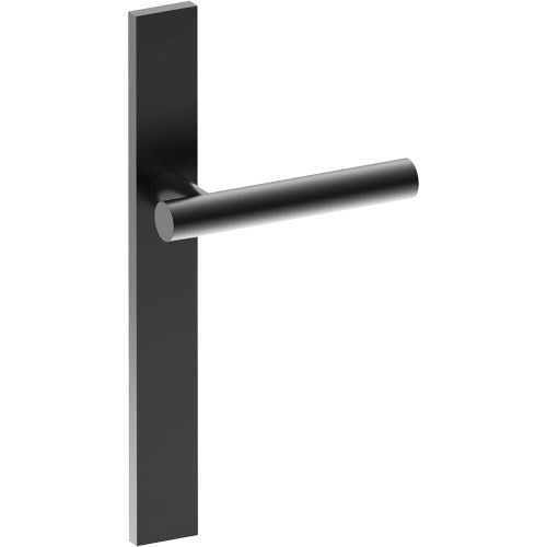 RIENZA Door Handle on B02 EXTERNAL European Standard Backplate, Concealed Fixing (Half Set)  in Black Teflon
